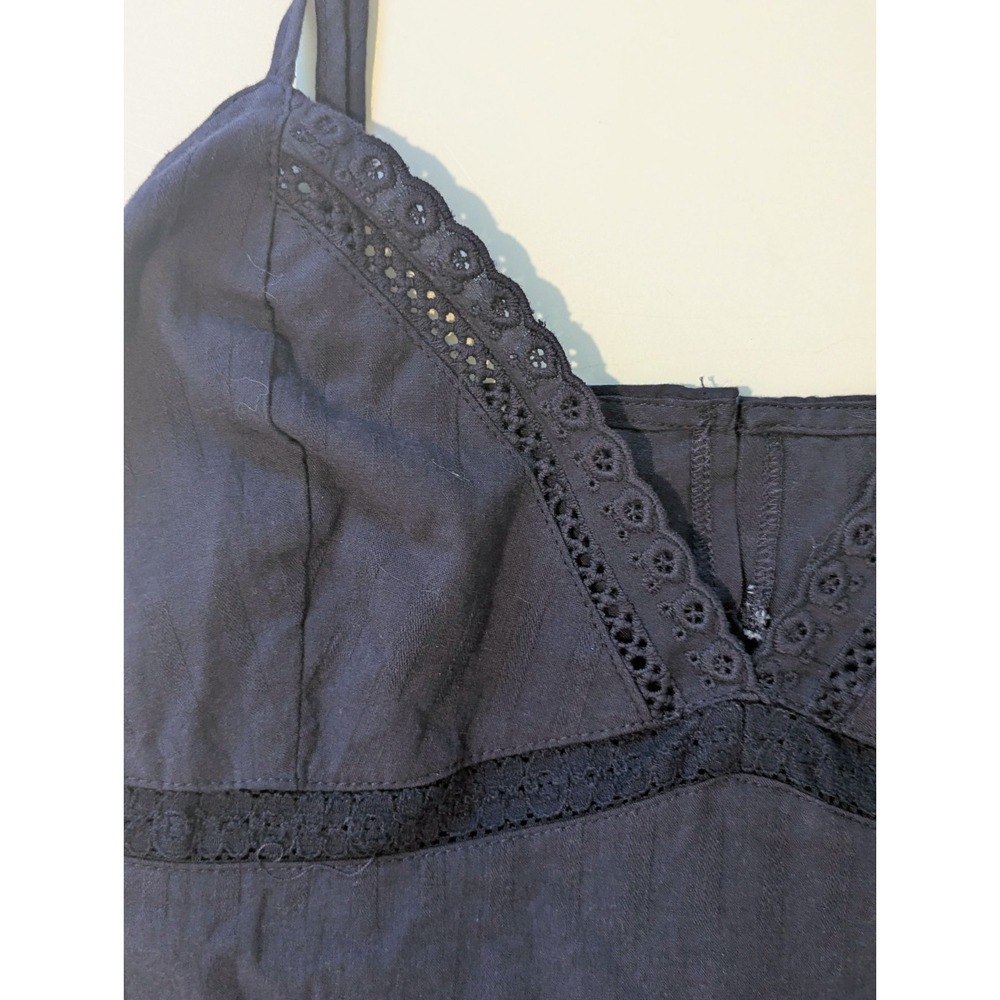 Your Favorite by PacSun Navy Blue Lace Trim Cami Tank Top Medium Ruffle Tie Back - Picture 3 of 7